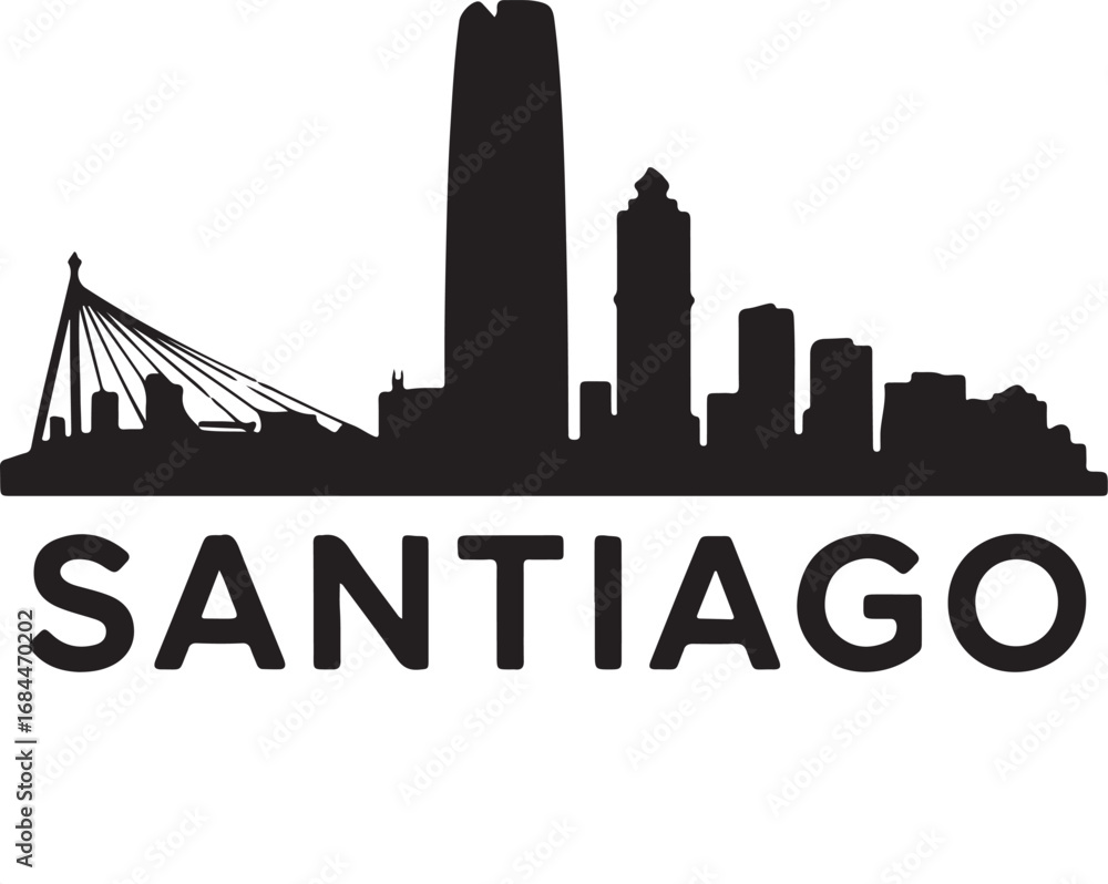 Fototapeta premium Santiago Skyline Silhouette