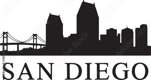San Diego City Skyline Silhouette