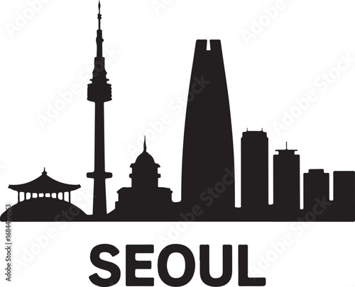 Seoul City Skyline Silhouette