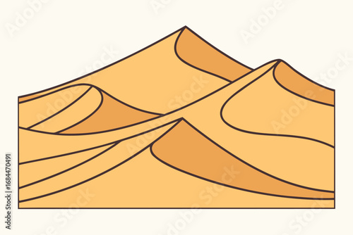 Abstract Desert Sand Dunes Landscape with Wavy Lines arid
