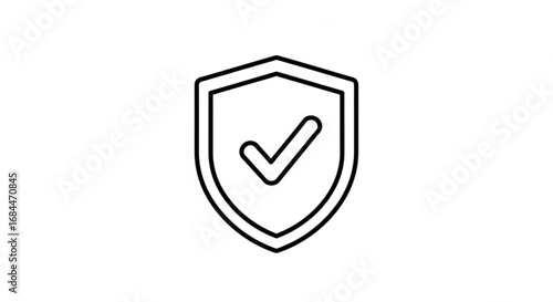Security shield check mark icon for antivirus protection and verified safety online data privacy and trust 100