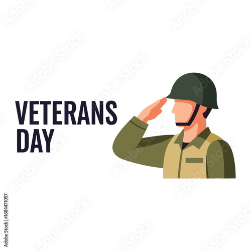 Honoring service: A flat vector illustration celebrating the dedication of armed forces veterans