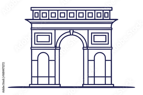 Arc de Triomphe outline illustration paris france
