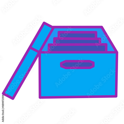Filing Cabinet flat color neon Icon – Office Archive and Document Storage