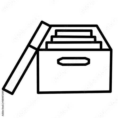 Filing Cabinet Line Icon – Office Archive and Document Storage