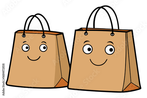 Cute Cartoon Shopping Bags with Smiley Faces