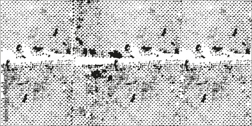 Grunge halftone gradient background. Faded grit noise texture. White and black sandy wallpaper. Retro pixelated backdrop. Anime or manga style comic overlay. Vector graphic design textured template