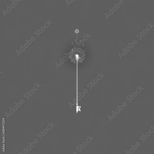 Simple illustration of a dandelion seedhead forming a key