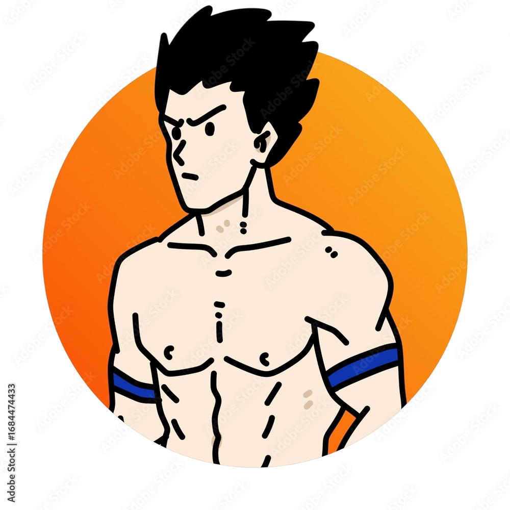 Fototapeta premium man cartoon on circle shape