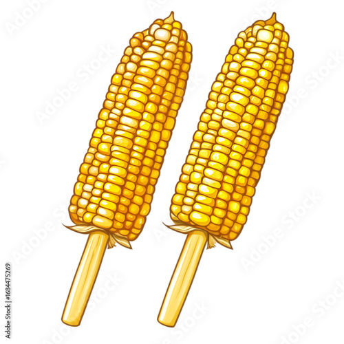 Wallpaper Mural Corn cob PNG cutout isolated on white and transparent background. corn cob, fresh corn, corn PNG, corn cutout, isolated corn, corn on white, corn transparent background, sweet corn, organic corn. Torontodigital.ca