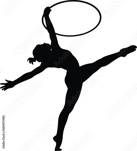 Rhythmic gymnast performing with hoop rhythmic gymnastics