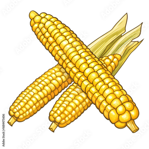 Wallpaper Mural Corn cob PNG cutout isolated on white and transparent background. corn cob, fresh corn, corn PNG, corn cutout, isolated corn, corn on white, corn transparent background, sweet corn, organic corn. Torontodigital.ca