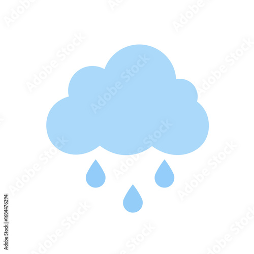 Stylized Rain Cloud with Falling Drops Vector Icon
