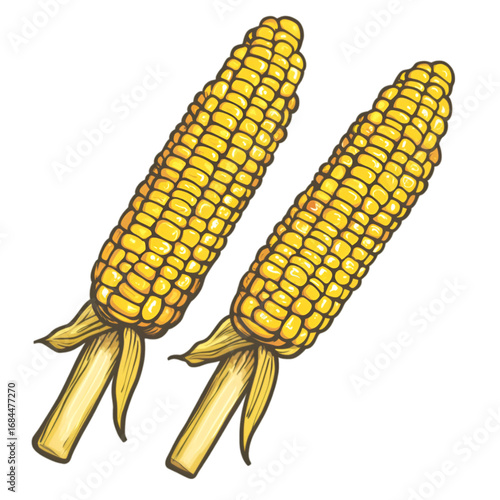 Wallpaper Mural Corn cob PNG cutout isolated on white and transparent background. corn cob, fresh corn, corn PNG, corn cutout, isolated corn, corn on white, corn transparent background, sweet corn, organic corn. Torontodigital.ca