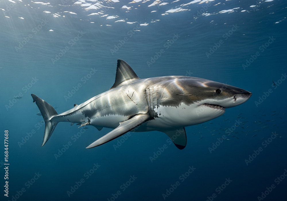 Naklejka premium A shark swimming in the sea