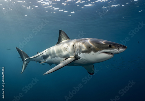 A shark swimming in the sea