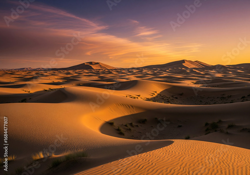 Desert scenery on a sunset
