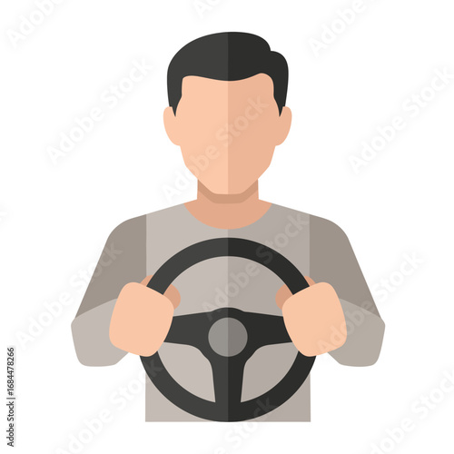Driver visualization showcasing car management with steering wheel in digital illustration style