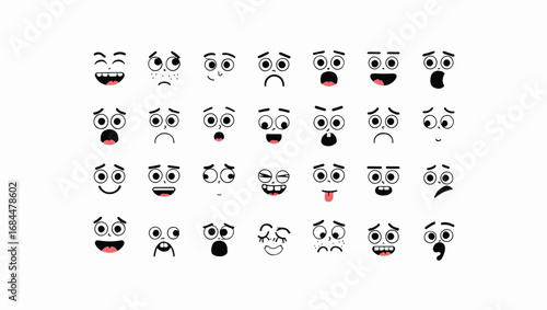 Diverse Cartoon Faces Expressing Various Emotions 2.