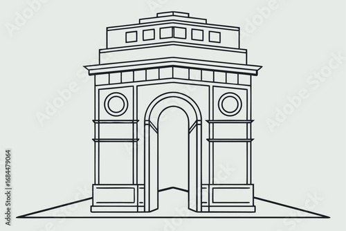 India Gate Monument Outline Architectural Landmark Simple Line Drawing architecture Delhi