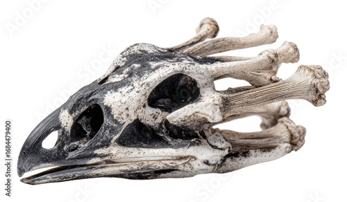 Mystical bird skull artifact natural history museum isolated on transparent background