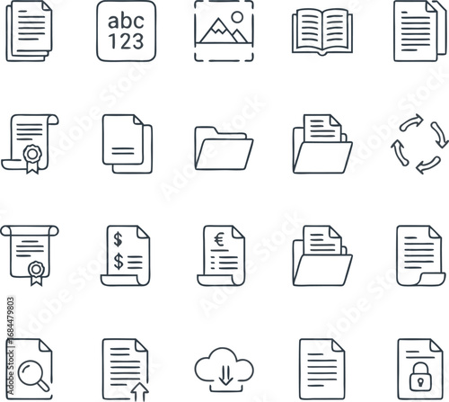 Modern document icons for digital business, finance, and organizational needs.