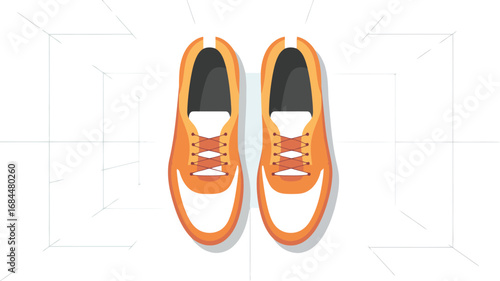Orange Sneakers: The visual of a stylish pair of vibrant orange sneakers, offering a modern and eye-catching design, ideal for projects related to fashion and sportswear.