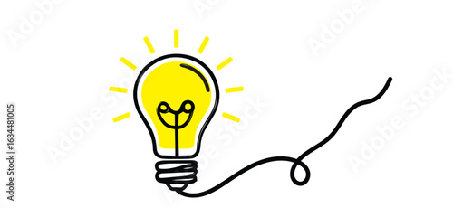 Background creative idea with hand drawn light bulb and lines. Lamp line icon with vector idea shape .Idea symbol. Electric lamp vector illustration with idea icon. 