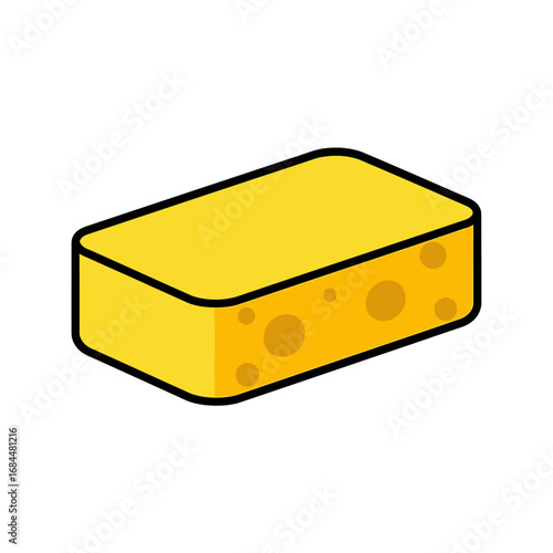 Abstract cheese block illustration with a simple design style and bright yellow tones