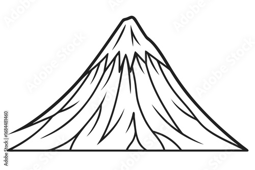 Minimalist Outline of a Volcano Mountain Keywords: volcano, mountain, peak, summit, cone, geology, nature