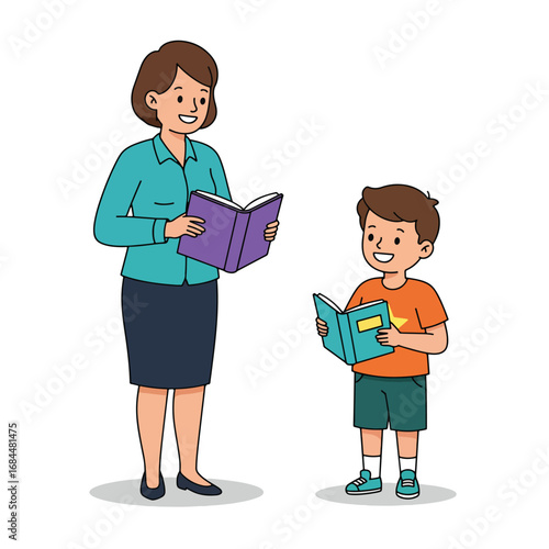 Teacher and Student Reading Books Together 3.