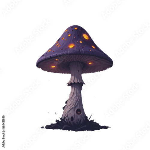Flat colored halloween themed mushroom illustration 