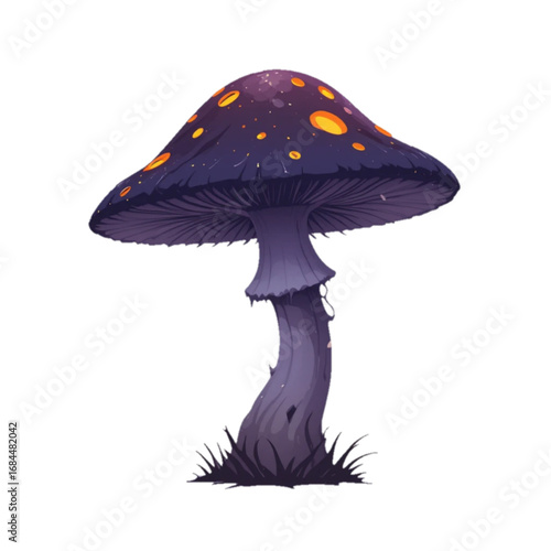 Flat colored halloween themed mushroom illustration 