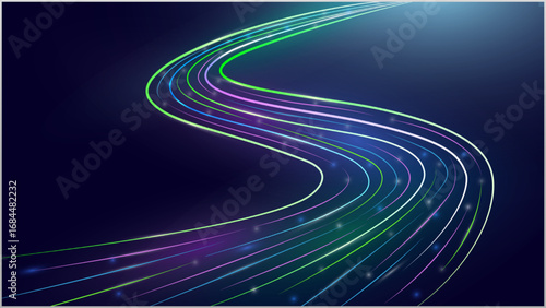 Abstract background high speed light movement.Futuristic dynamic motion technology. High-speed light trails effect.