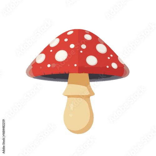 Flat colored mushroom illustration with transparent background 