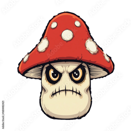 Flat colored halloween themed mushroom illustration 