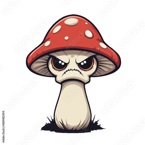 Flat colored halloween themed mushroom illustration 