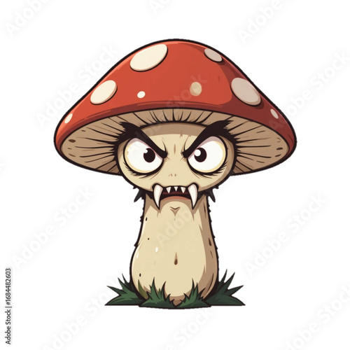 Flat colored halloween themed mushroom illustration 