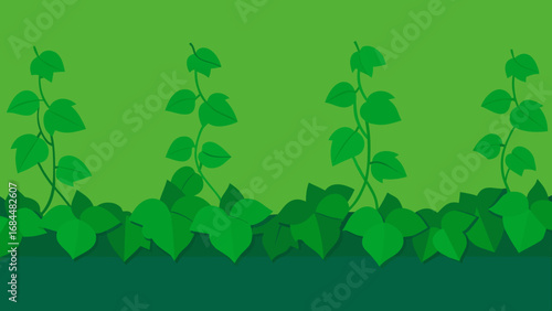 Green Ivy Wall Nature Vector Illustration Lush Climbing Plant Artwork
