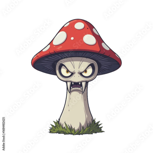 Flat colored halloween themed mushroom illustration 