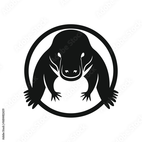 Platypus Animal Vector Logo in Minimalist Black and White, Simple Design Ideal for Wildlife Branding and Nature Illustration
