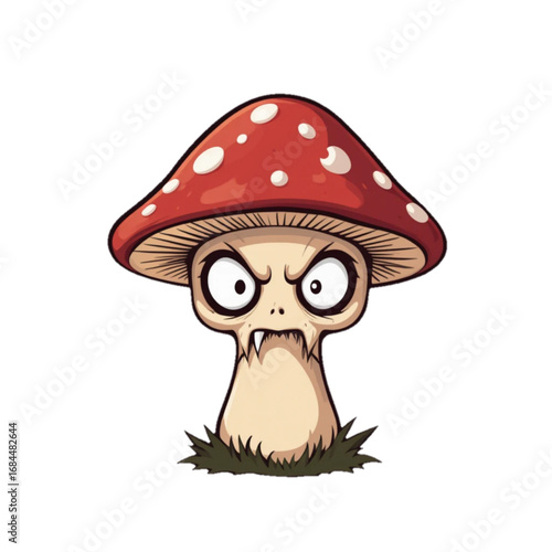 Flat colored halloween themed mushroom illustration 
