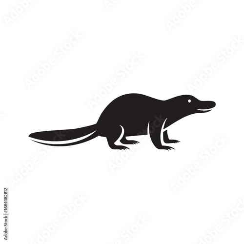 Platypus Animal Vector Logo in Minimalist Black and White, Simple Design Ideal for Wildlife Branding and Nature Illustration
