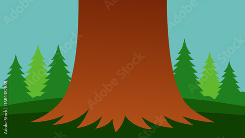 Textured Redwood Bark Nature Vector Illustration Detailed Tree Surface Art