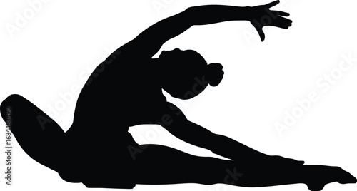 Black silhouette of a person stretching yoga flexibility