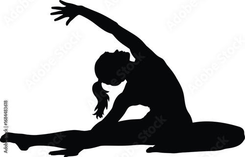 Woman stretching in silhouette yoga exercise