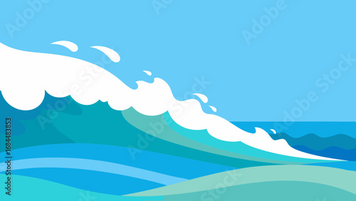 Crashing Ocean Waves on Shore Vector Art Powerful Coastal Nature Scene