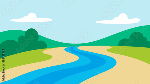 Rapidly Flowing Stream Vector Art Dynamic Nature Water Movement Illustration
