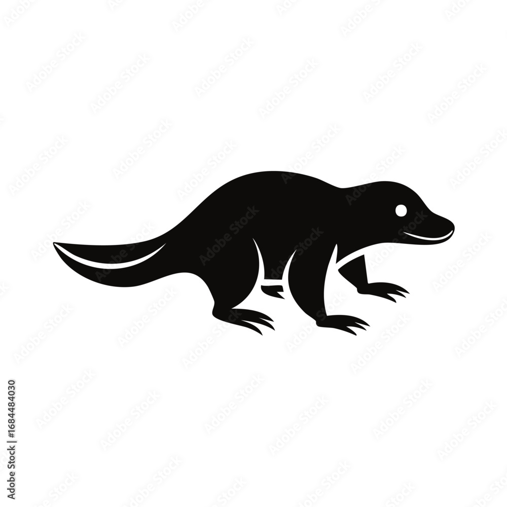 Fototapeta premium Platypus Animal Vector Logo in Black and White, Minimalist and Simple Design, Perfect for Wildlife Branding, Nature Illustration, and Unique Animal Identity 