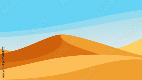 Gaze at Smooth Sand Dunes Serene Nature Vector Landscape Illustration